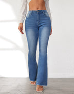 Damen Flared Jeans mit stylishen Fransen und hohem Bund R&B
