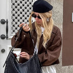 Damen modische Wildlederjacke im angesagten Oversized-Schnitt R&B