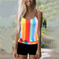 Damen Strandtop mit farbenfrohen Streifen und bequemen Shorts R&B