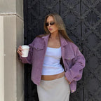 Damen Oversized Cordjacke mit praktischen Taschen und dezentem Streifenmuster R&B