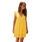Damen Sommerkleid mit Augenmuster und voluminösen Ärmeln R&B