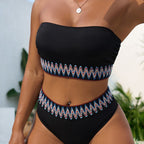 Damen Bandeau-Bikini-Set mit hochwertigem Stickdesign R&B
