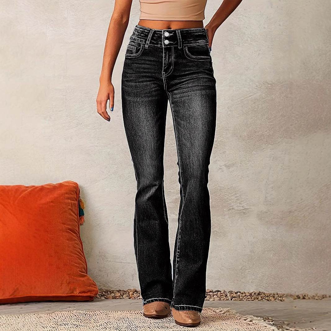 Damen Flared Jeans mit hohem Bund und flexibler Passform R&B