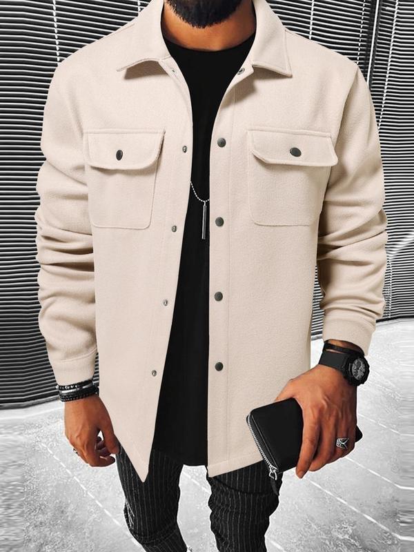 Herren nan Hemdenjacke aus Wollmix mit Druckknöpfen und Pattentaschen R&B