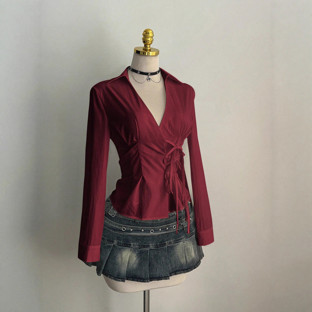 Damen Elegantes Wickeloberteil mit feinen Rüschendetails R&B