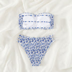 Damen Bandeau-Bikini mit modischem Rüschendesign und hoher Taille