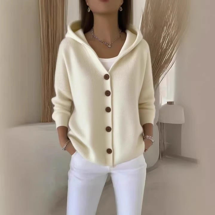 Damen nan Kapuzen-Cardigan mit Knopfleiste und lässiger Oversize-Passform R&B