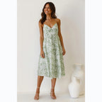 Damen Midikleid mit Floralem Muster und Verstellbaren Spaghettiträgern R&B