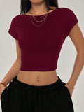 Damen Crop-Top mit breitem Ausschnitt und körperbetontem Schnitt R&B