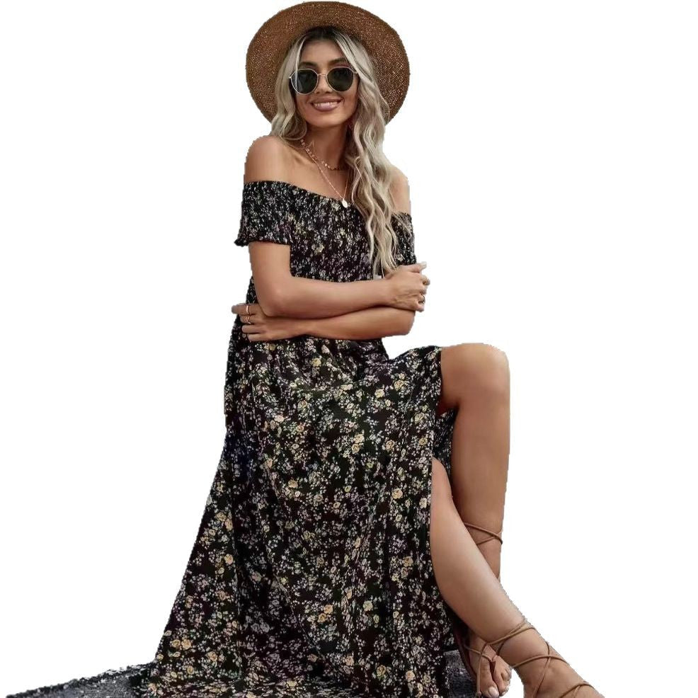 Damen Maxikleid mit off-shoulder Schnitt und floralem Design R&B