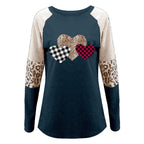 Damen Lässiges Langarmshirt mit Herzmuster und strukturiertem Design R&B