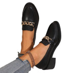 Damen Elegante Mokassins mit modischem Kettenbesatz R&B