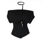 Damen Off-Shoulder Blusenshirt mit dekorativem Kordelzug R&B