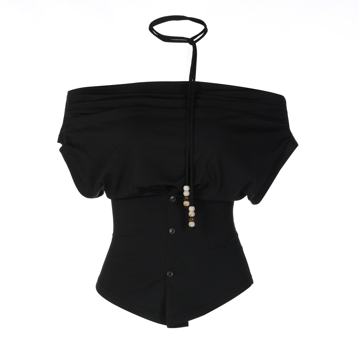 Damen Off-Shoulder Blusenshirt mit dekorativem Kordelzug R&B
