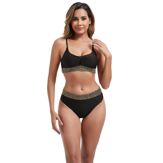 Damen Hochtailliertes Bikini-Set mit modischen Akzentdetails R&B