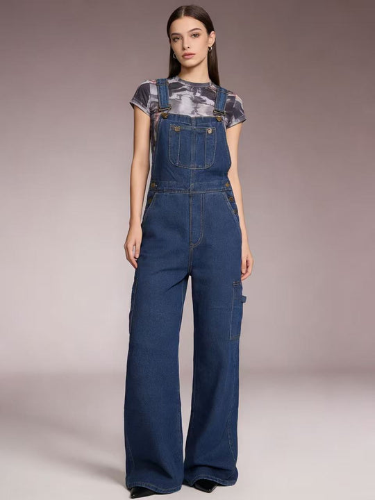 Damen Latzhose im lässigen oversized Schnitt mit funktionalen Seitentaschen R&B