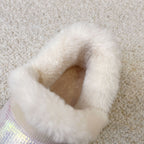 Damen gefütterte Slipper mit glänzender Oberflächenstruktur und weichem Innensohle