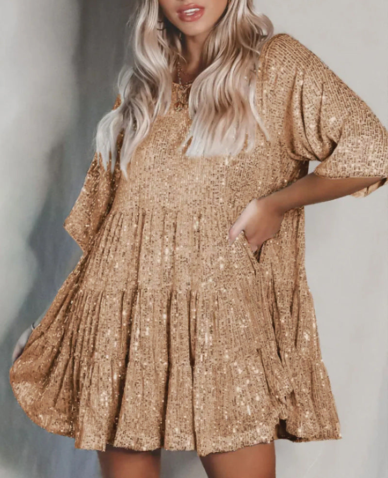 Damen funkelndes.Blusenkleid mit lockerer Passform R&B