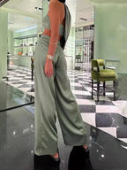 Damen Schickes Zweiteiliges Outfit mit cropped Top und silk Abschluss R&B