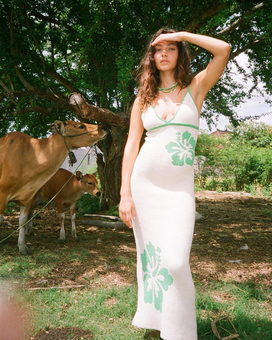 Damen Maxikleid mit raffiniertem Häkelmuster und floralen Akzenten R&B