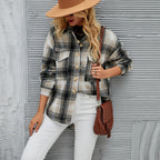 Damen Karierte Overshirt-Jacke aus weichem Flanell R&B