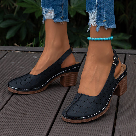 Damen Slingback-Pumps mit elegantem Cut-Out-Design und komfortablem Blockabsatz R&B