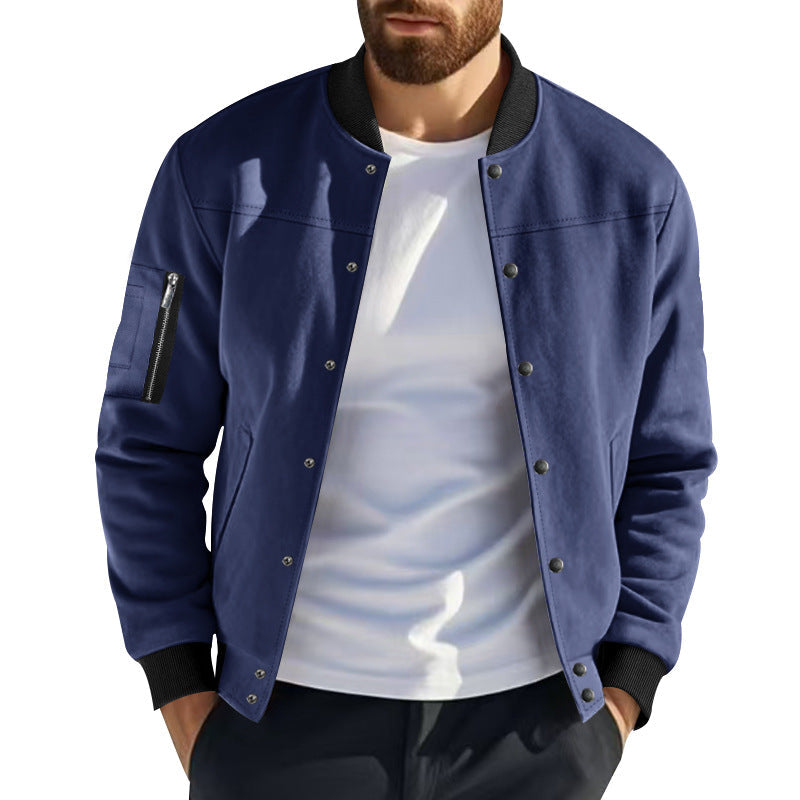 Herren modische Collegejacke mit praktischen Reißverschlusstaschen und elastischen Bündchen R&B