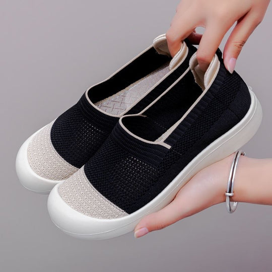 Damen Modische Slip-On Sneakers mit atmungsaktiver Oberflächenstruktur und gepolsterter Sohle R&B
