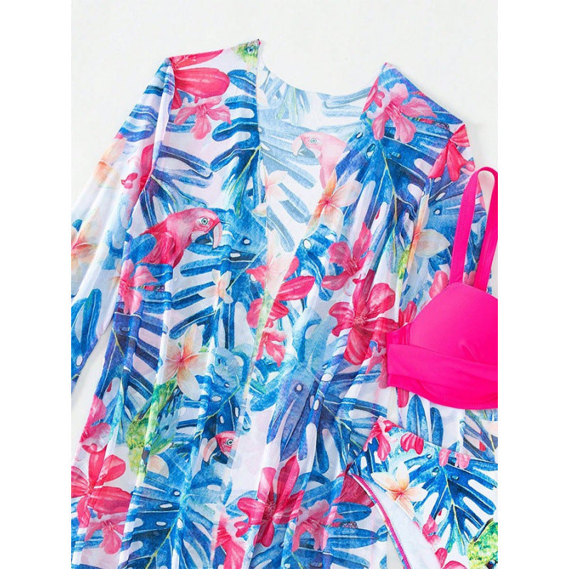 Damen bikini set mit floralem Überwurf und glamourösen Details R&B
