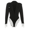 Damen Body mit raffiniertem Blazer-Stil und Spitzenbesatz R&B
