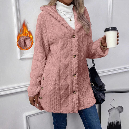 Damen Kuschelige Teddyjacke mit Knopfverschluss R&B