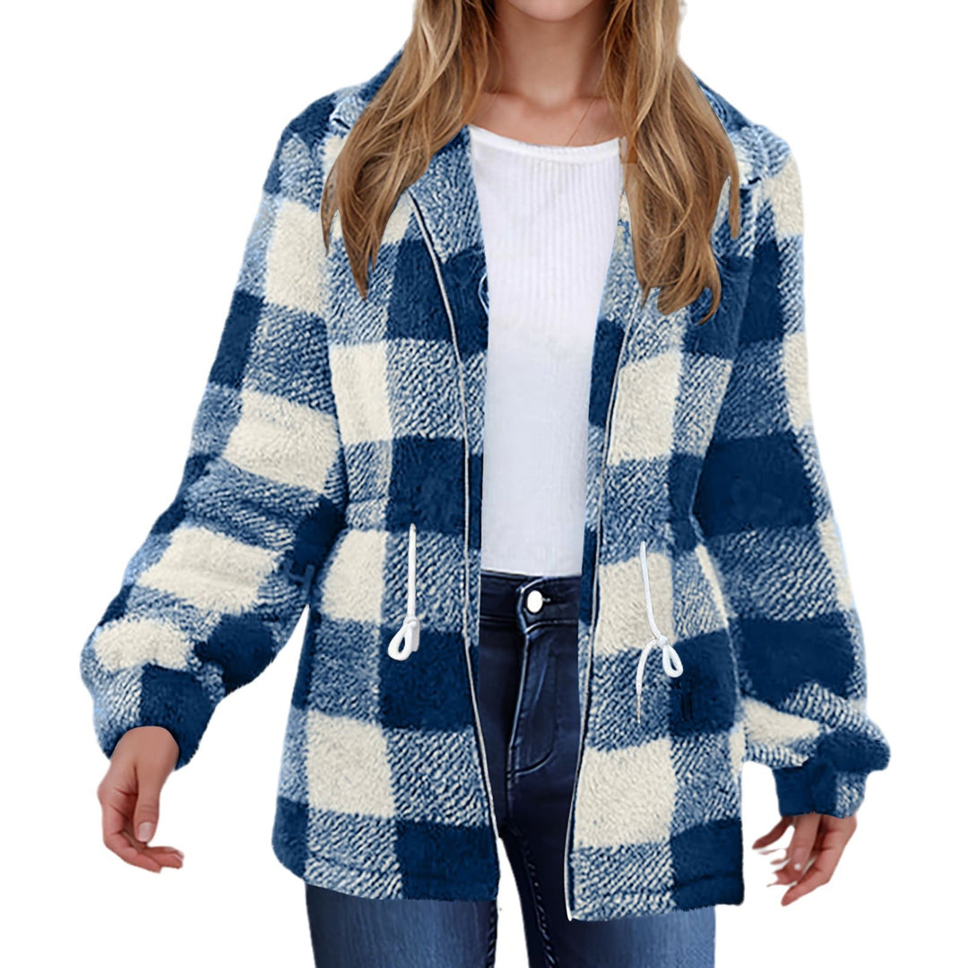 Damen Plüschjacke mit Karomuster R&B
