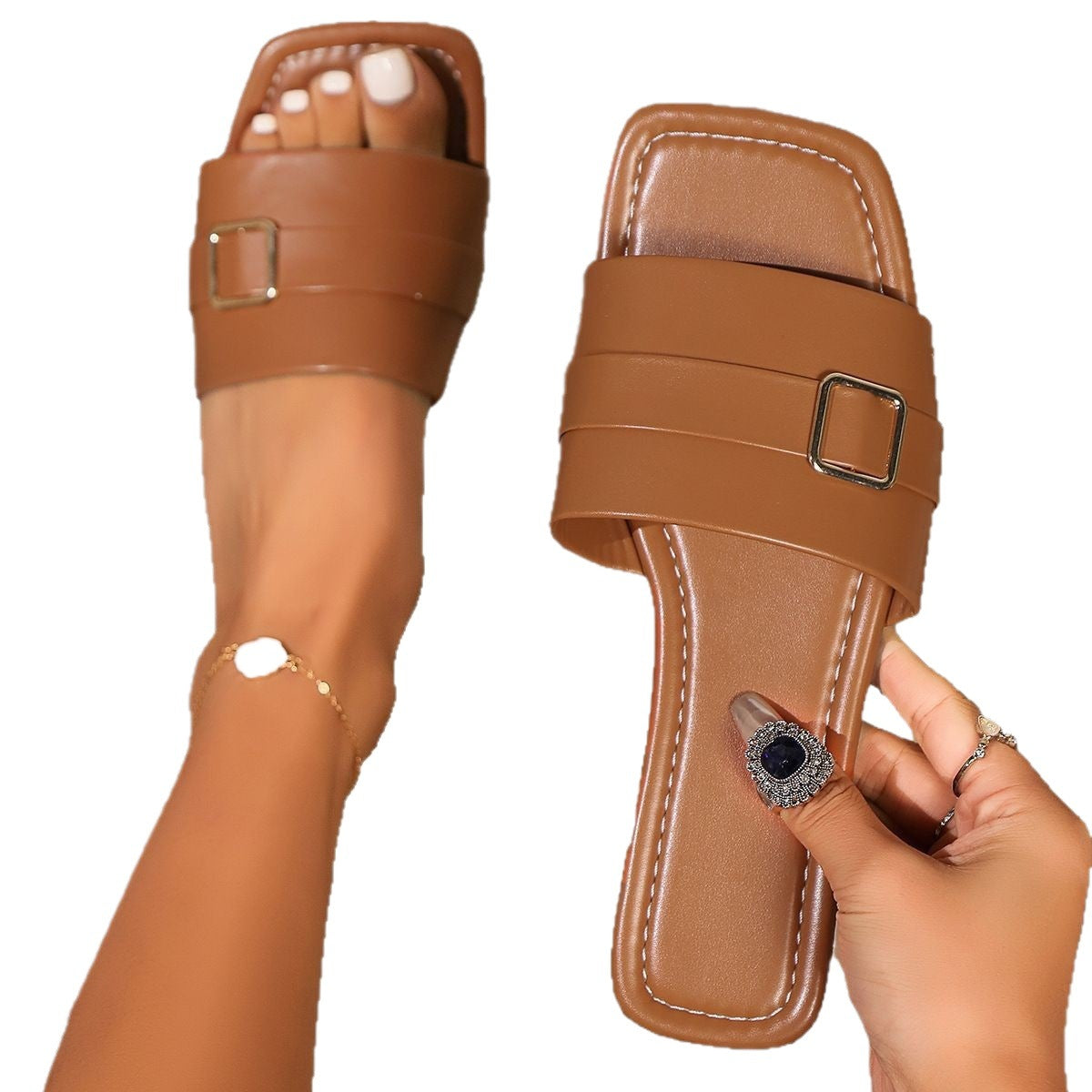 Damen Bequeme Riemensandalen mit modischem Schnallen-Detail R&B