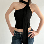Damen asymmetrisches Top mit schickem Halsteil R&B