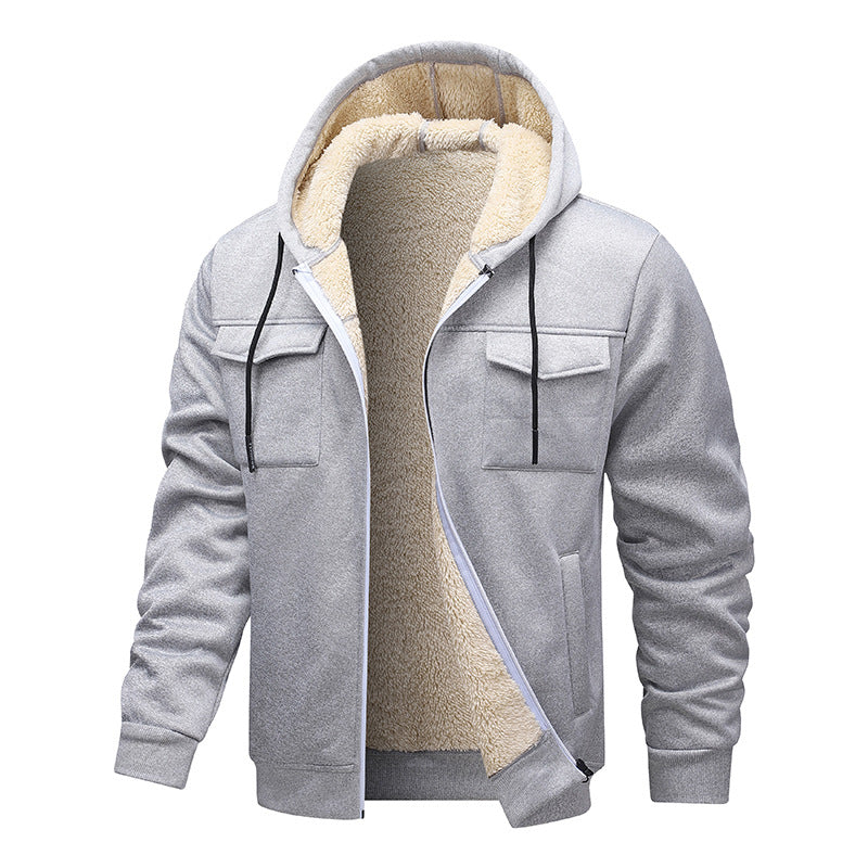 Herren gefütterte Kapuzenjacke im sportlichen Design mit praktischen Taschen R&B