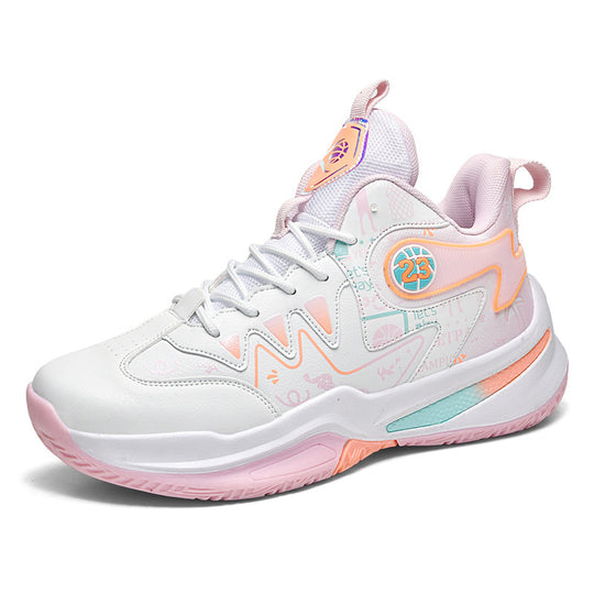 Damen Sportliche High-Top Basketball-Sneaker mit atmungsaktiver Mesh-Oberfläche und dämpfendem Fußbett R&B