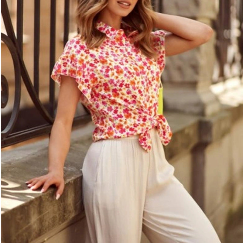 Damen Blusenshirt mit floralem Muster und Rüschendetails R&B