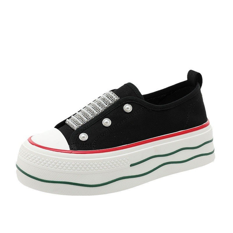 Damen trendige Slip-On Sneakers mit Glitzer-Applikationen R&B