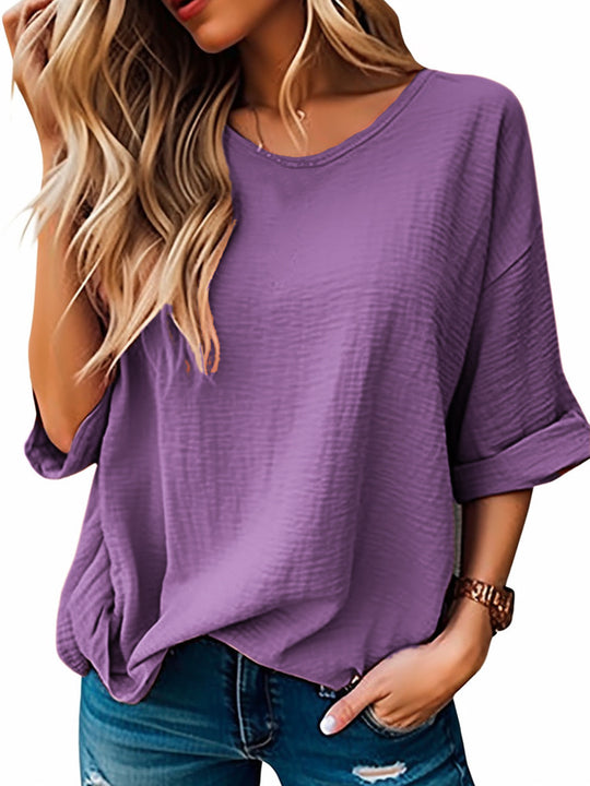 Damen lässiges Oversized T-Shirt mit modischem Strukturdesign R&B
