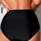 Damen Hochtaillierte Bikini-Hose mit figurformender Raffung R&B