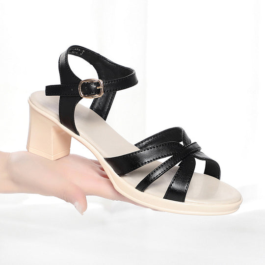 Damen Sandaletten mit verstellbarem Riemen und elegantem Blockabsatz R&B