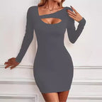 Damen Figurbetontes Minikleid mit asymmetrischem Ausschnitt R&B