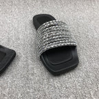 Damen Glamouröse Strandsandalen mit funkelndem Riemen EB