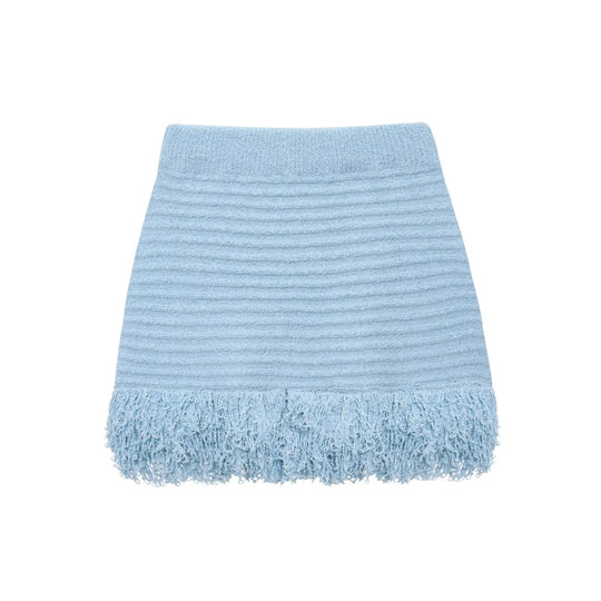 Damen Kurzarm-Strickjacke mit fransigem Saum und dekorativen Knöpfen R&B