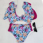 Damen Bikini-Set mit Rüschendetails und floralem Muster R&B