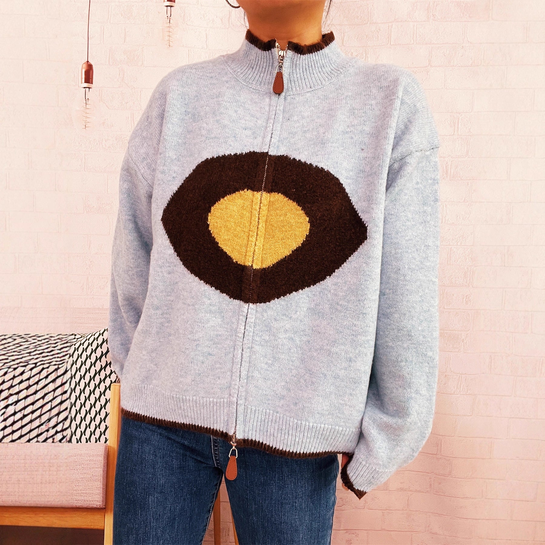 Damen kuscheliger Pullover mit auffälligem Design R&B
