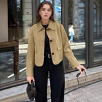 Damen Elegante Wildlederjacke mit praktischen Taschen und modernem Schnitt R&B