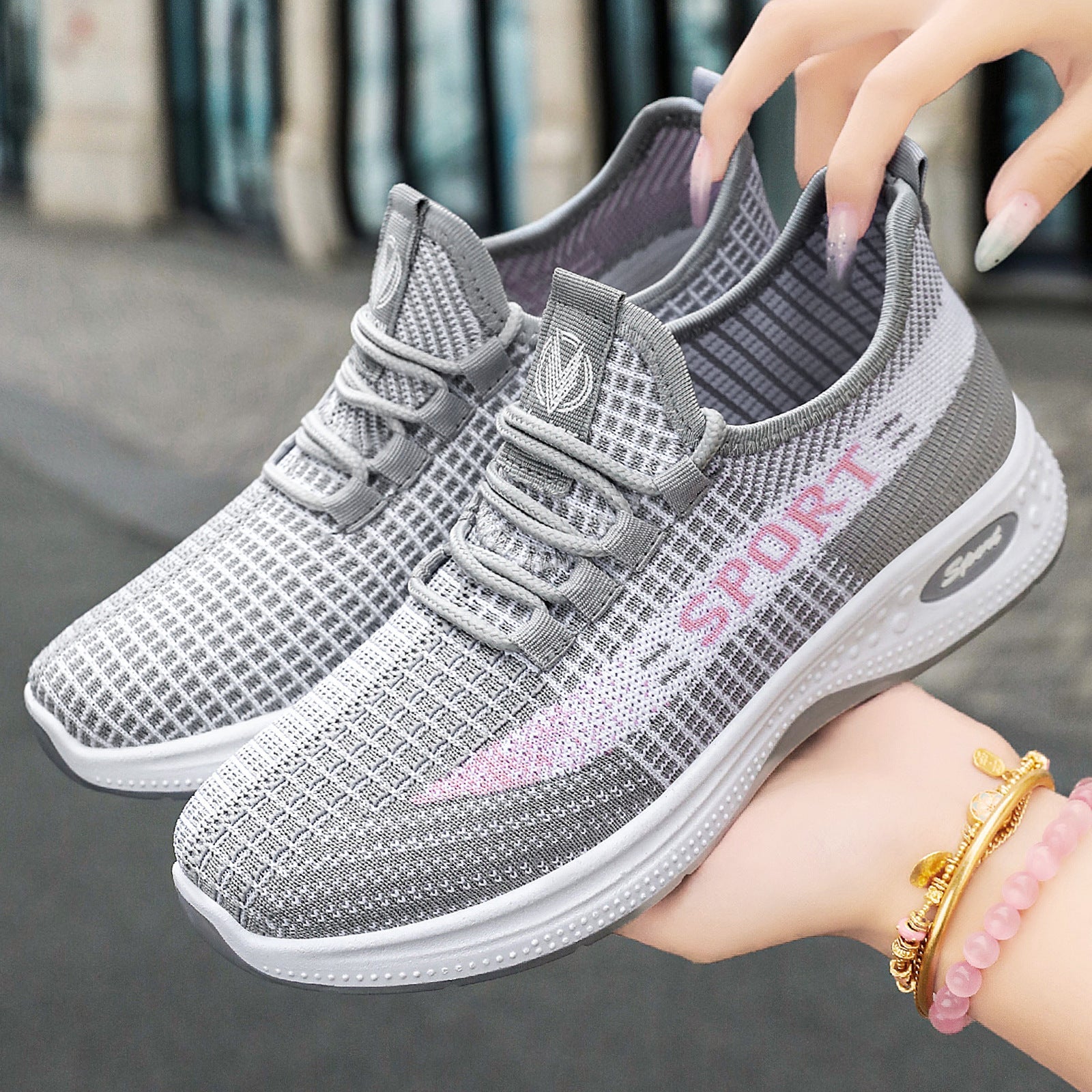 Damen Freizeitliche Sport-Sneaker mit atmungsaktivem Mesh-Obermaterial und flexibler Sohle R&B