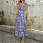 Damen Maxikleid mit schulterfreiem Design und floralem Muster R&B