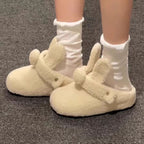 Damen Flauschige Hausschuhe mit lustigem Hasenohren-Design R&B